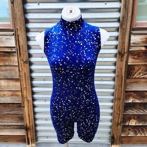 Vintage‎ Blue Velvet Sleeveless High Neck Short Jumpsuit